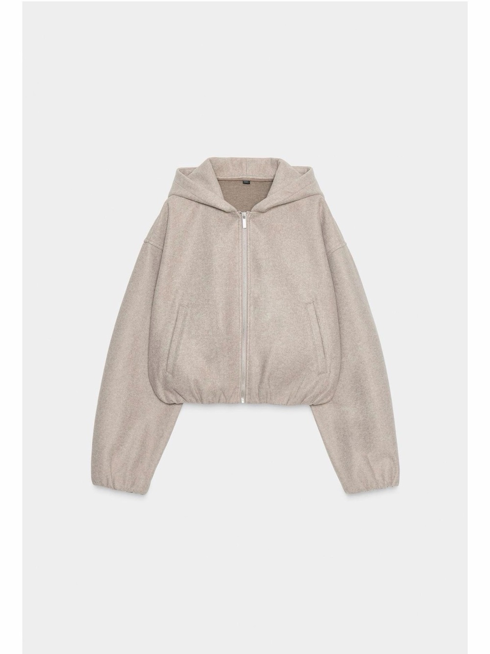 Zara Cropped Hooded Zip Jacket Brown Taupe